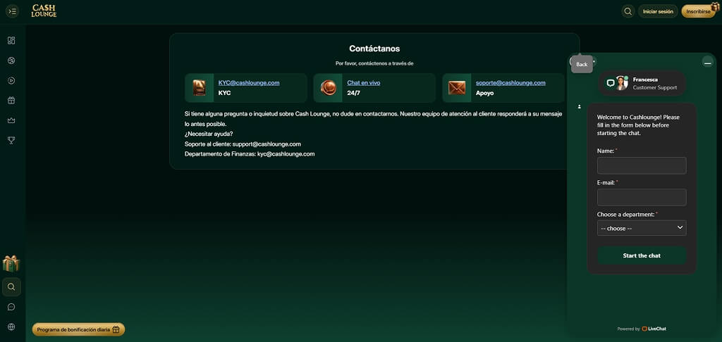 Asistencia de CashLounge Casino