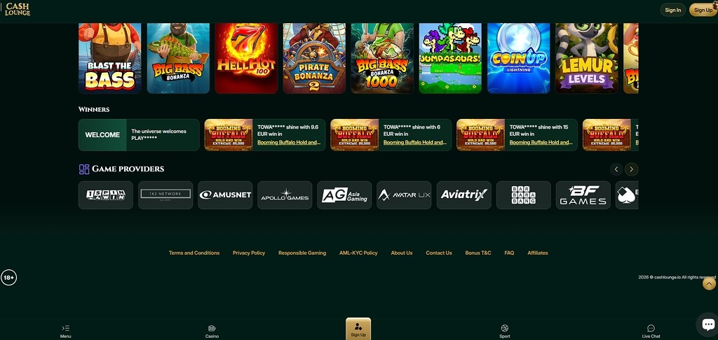 CashLounge Casino Interface